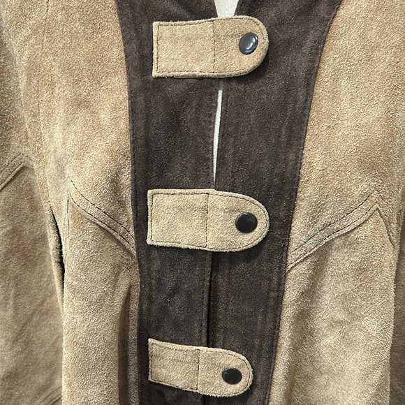 Vintage Cape Poncho Express suede cape poncho coat snap closure Free Size - Picture 13 of 16